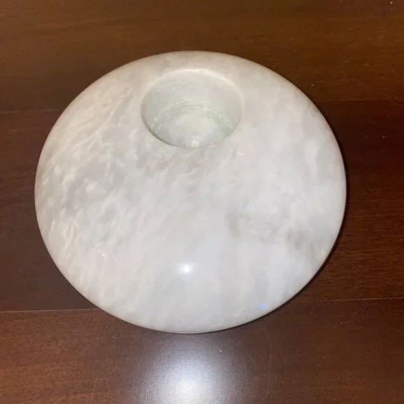 White Marble Candle Holder Round